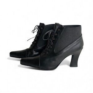 Sacha London Leather Lace Detail Heeled Boots Sz 8 M